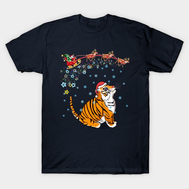 Christmas little tiger and Santa/ Year of the Tiger /New Year 2022/ Tiger 2022 T-Shirt by SafSafStore